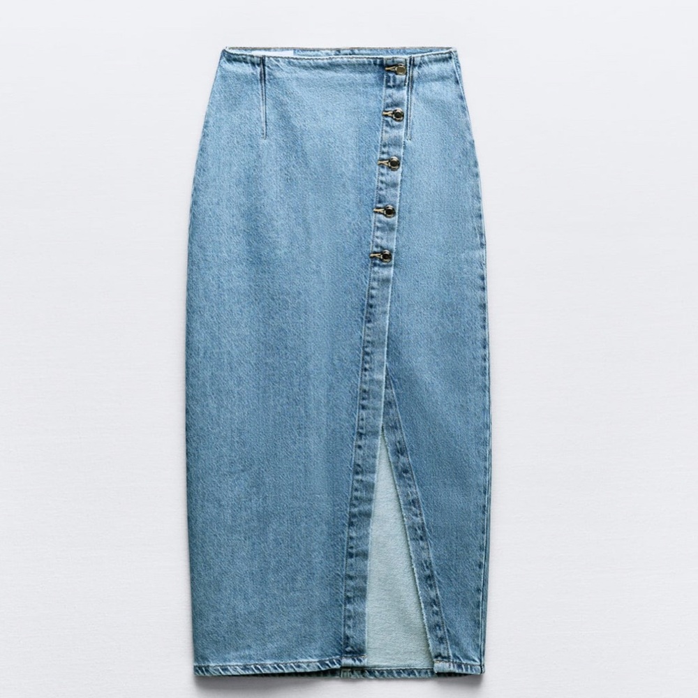 ZARA DENIM MIDI SKIRT